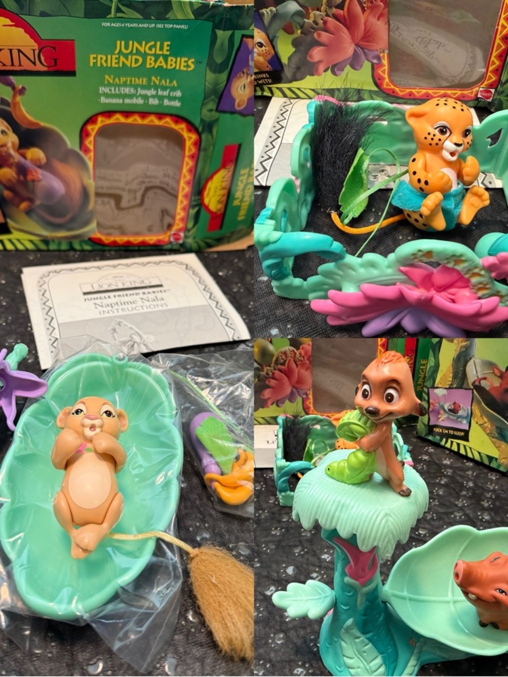 Disney Lion King Jungle Friend Babies LOT Of 3 Sets 1994 Mattel Vintage w/ boxes